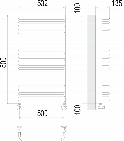 Стандарт П16 500х800 Полотенцесушитель  TERMINUS Миасс - фото 3