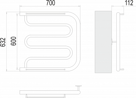 Фокстрот БШ 600х700 Полотенцесушитель  TERMINUS Миасс - фото 3
