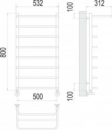 Полка П8 500х800  Полотенцесушитель  TERMINUS Миасс - фото 3