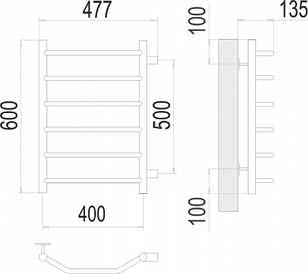 Виктория П6 400х600 бп500 Полотенцесушитель  TERMINUS Миасс - фото 3