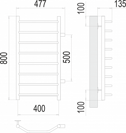 Виктория П8 400х800 бп500 Полотенцесушитель  TERMINUS Миасс - фото 3