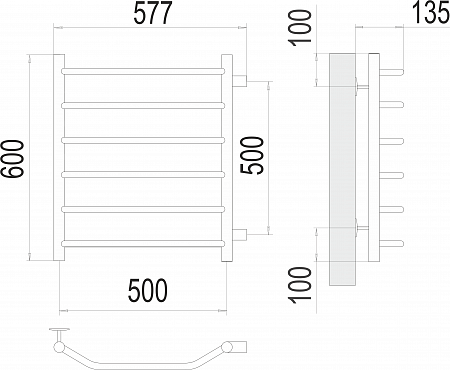 Виктория П6 500х600 бп500 Полотенцесушитель  TERMINUS Миасс - фото 3
