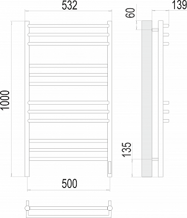 Прато П12 500х1000 электро (sensor quick touch) Полотенцесушитель  TERMINUS Миасс - фото 3
