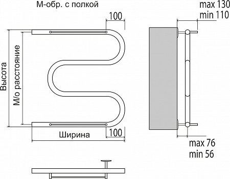 М-обр с/п AISI 32х2 600х500 Полотенцесушитель  TERMINUS Миасс - фото 3