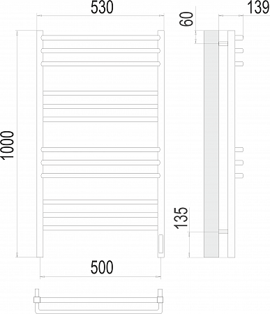 Соренто П12 500х1000 электро (sensor quick touch) Полотенцесушитель  TERMINUS Миасс - фото 3