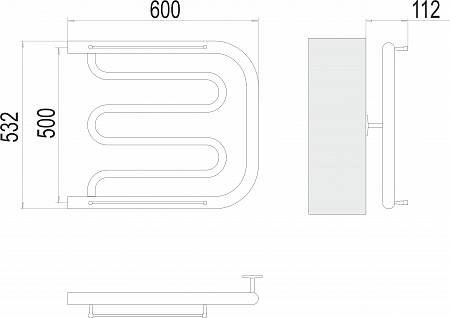 Фокстрот БШ 500х600 Полотенцесушитель   TERMINUS Миасс - фото 3