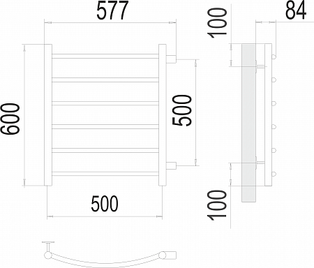 Классик П6 500х600 бп500 Полотенцесушитель  TERMINUS Миасс - фото 3