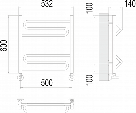 Юпитер П6 500х600 Полотенцесушитель  TERMINUS Миасс - фото 3