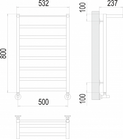 Хендрикс П8 500х800 Полотенцесушитель  TERMINUS Миасс - фото 3