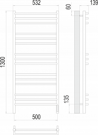 Прато П15 500х1300 электро (sensor quick touch) Полотенцесушитель  TERMINUS Миасс - фото 3