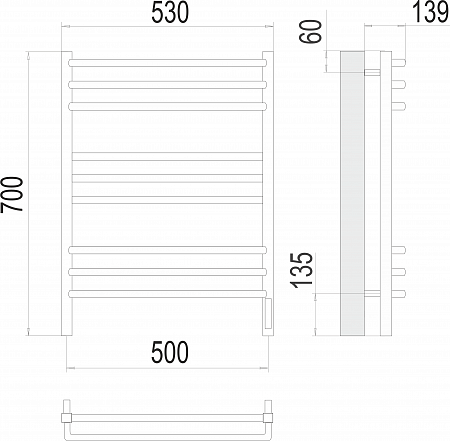 Соренто П9 500х700 электро (sensor quick touch) Полотенцесушитель  TERMINUS Миасс - фото 3