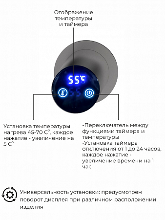 Рондо П2 350х760 электро Полотенцесушитель TERMINUS Оружейная сталь Миасс - фото 5
