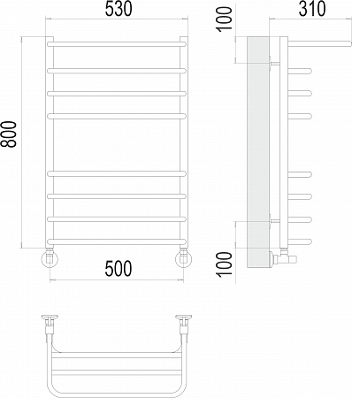 Арктур П8 500х800 Полотенцесушитель  TERMINUS Миасс - фото 3