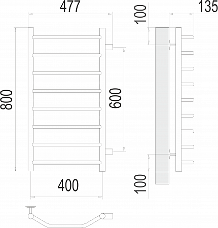 Виктория П8 400х800 бп600 Полотенцесушитель  TERMINUS Миасс - фото 3